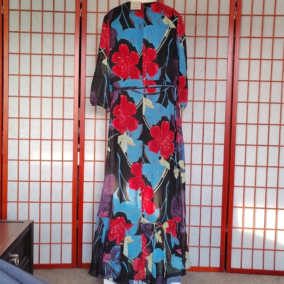 #4 Danny and Nicole Multi-colored Flare Long Dress Size: 18W - Picture 4 of 7